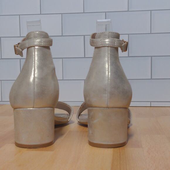 Free People Marigold Sandal Ankle Block Heel Suede Leather Shimmer 38 (US 8) - Picture 12 of 14